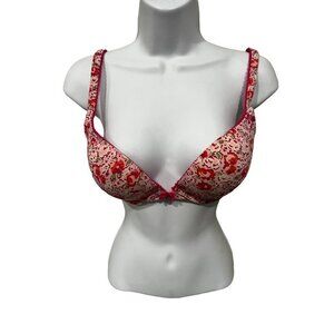 Victoria's‎ Secret Women's Picot Trim Floral Underwire Push-Up Bra Pink Size 34D